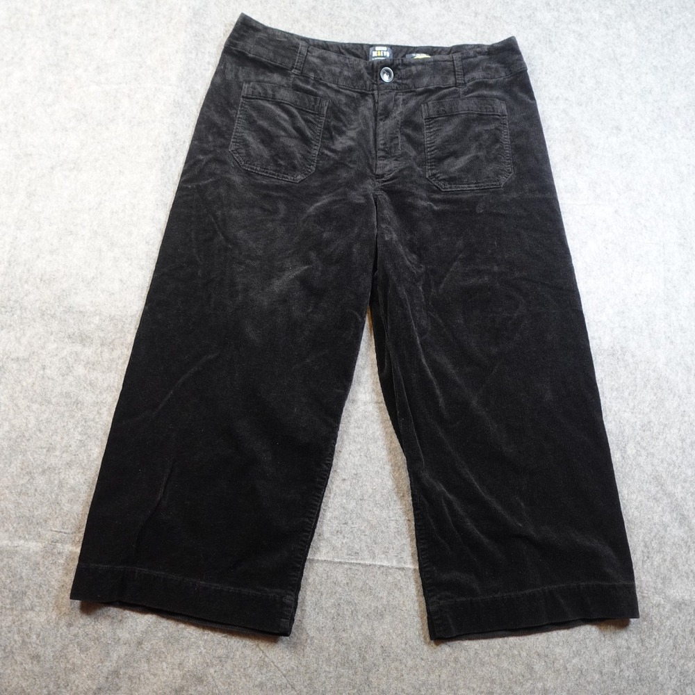 Anthropologie Maeve Pants Womens 18W Colette Corduroy Cropped Wide Leg Black - Picture 2 of 14